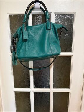 Steve Madden Teal Pebbled Leather Shoulder Bag with Tassel